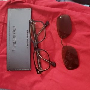 Ray-Ban eyeglass frames and clip on sunglasses. Magnetic clips.